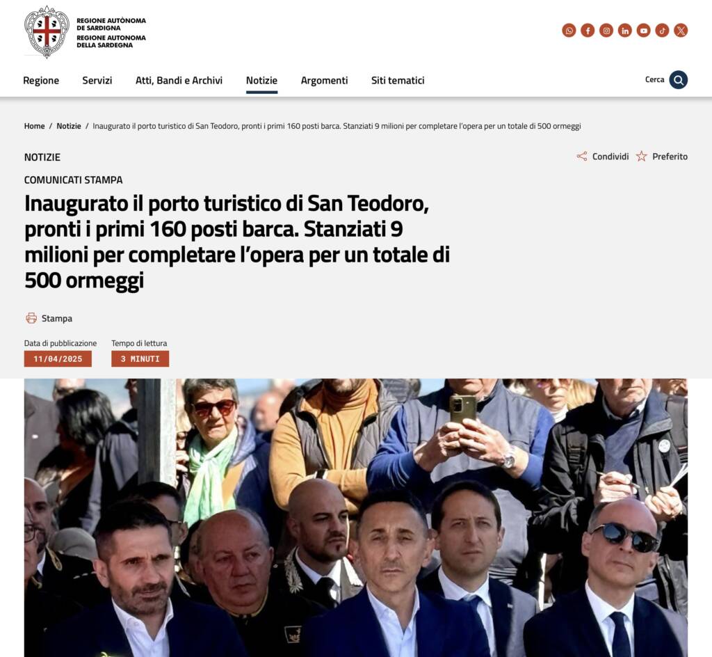 In barba alla Par Condicio, sul sito istituzionale della Regione Sardegna.